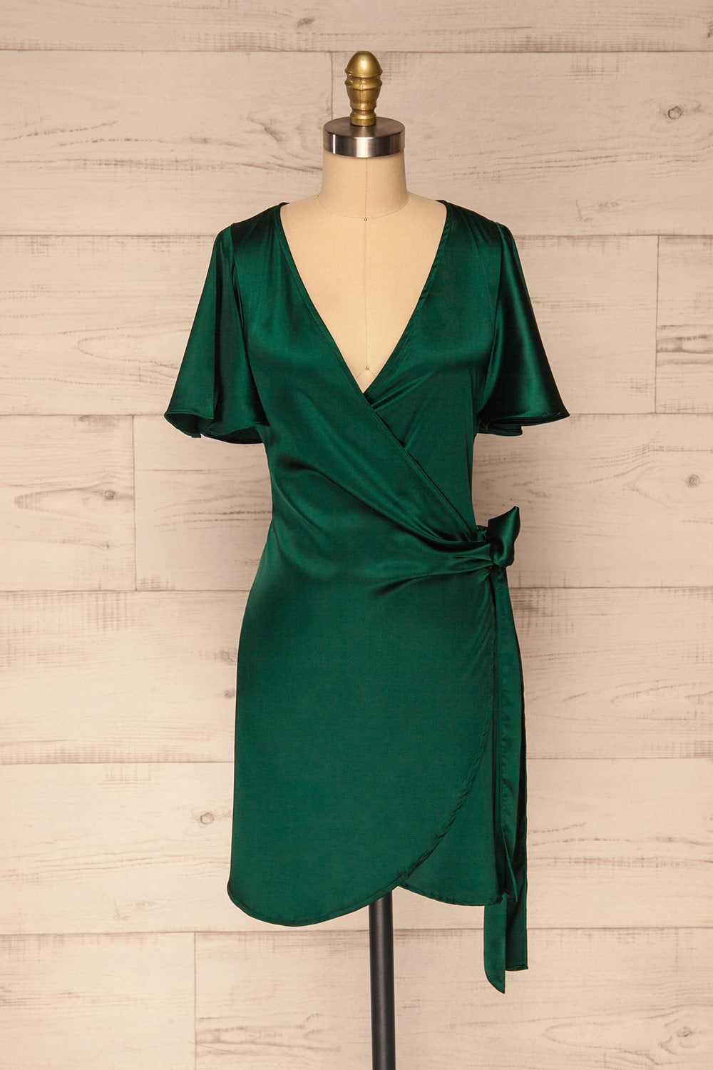 Fasano Green Short Silky Wrap Dress ...
